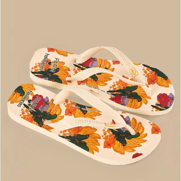 ~ FARM RIO Havianas 9/10 Flip Flops Thongs Sandals Beachy Tropical Parrot Summer - Picture 7 of 7